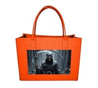 RLDOBOFE Grim Reaper Felt Tote Bag Reusable Foldable Grocery Bag Versatile Large Capacity Commuter Handbag, Fruit Orange, One Size