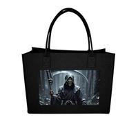 RLDOBOFE Grim Reaper Felt Tote Bag Reusable Foldable Grocery Bag Versatile Large Capacity Commuter Handbag, Black, One Size