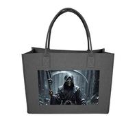 RLDOBOFE Grim Reaper Felt Tote Bag Reusable Foldable Grocery Bag Versatile Large Capacity Commuter Handbag, Dark Gray, One Size
