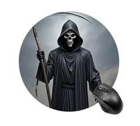 RLDOBOFE Grim-Reaper Mouse Pad, Rubber Base & Smooth Cloth Surface, Portable Round Mouse Pad, Rubber Mousepad for Office Home Gaming Laptop Men Women 7.8In