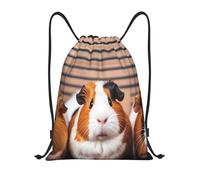 RLDOBOFE Guinea Pigs Drawstring Backpack Sports Gym Sackpack Waterproof Swim Bag Men Women Draw String Bag, Black, S