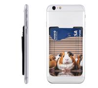 RLDOBOFE Guinea Pigs Phone Wallet, Stick On Card Holder for Back of Phone Case - Leather Cell Phone Card Wallet Sleeve Adhesive Phone Pocket - Compatible with Most Cell Phones