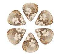RLDOBOFE Guitar Picks 6 Pack Personalized Guitar Picks Golden Leaves Guitar Pick Holder for Acoustic Guitars Violin Ukulele Bass, 0.71mm, White