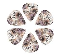 RLDOBOFE Guitar Picks 6 Pack Personalized Guitar Picks Hand Drawn Flowers Guitar Pick Holder for Acoustic Guitars Violin Ukulele Bass, 0.71mm, White