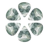 RLDOBOFE Guitar Picks 6 Pack Personalized Guitar Picks Hand Drawn Trees Guitar Pick Holder for Acoustic Guitars Violin Ukulele Bass, 0.71mm, White