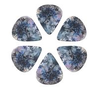 RLDOBOFE Guitar Picks 6 Pack Personalized Guitar Picks Ink Watercolor Painting Guitar Pick Holder for Acoustic Guitars Violin Ukulele Bass, 0.96mm, White