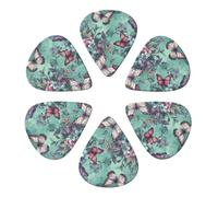 RLDOBOFE Guitar Picks 6 Pack Personalized Guitar Picks Mint Green Butterfly Guitar Pick Holder for Acoustic Guitars Violin Ukulele Bass, 0.96mm, White