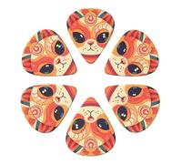 RLDOBOFE Guitar Picks 6 Pack Personalized Guitar Picks Patterned Cat Head Guitar Pick Holder for Acoustic Guitars Violin Ukulele Bass, 0.96mm, White