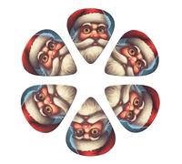 RLDOBOFE Guitar Picks 6 Pack Personalized Guitar Picks Staring Santa Claus Guitar Pick Holder for Acoustic Guitars Violin Ukulele Bass, 0.96mm, White