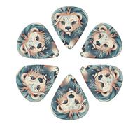 RLDOBOFE Guitar Picks 6 Pack Personalized Guitar Picks The Lion Has Long Hair Guitar Pick Holder for Acoustic Guitars Violin Ukulele Bass, 0.46mm, White