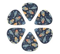RLDOBOFE Guitar Picks 6 Pack Personalized Guitar Picks There Are Various Fish Guitar Pick Holder for Acoustic Guitars Violin Ukulele Bass, 0.96mm, White
