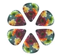 RLDOBOFE Guitar Picks 6 Pack Personalized Guitar Picks Water Droplets on Flowers Guitar Pick Holder for Acoustic Guitars Violin Ukulele Bass, 0.96mm, White