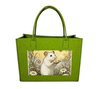 RLDOBOFE Hamster Daisy Meadow Felt Tote Bag Reusable Foldable Grocery Bag Versatile Large Capacity Commuter Handbag, Light Green, One Size