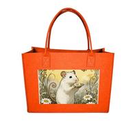 RLDOBOFE Hamster Daisy Meadow Felt Tote Bag Reusable Foldable Grocery Bag Versatile Large Capacity Commuter Handbag, Fruit Orange, One Size