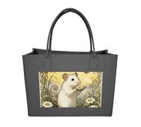 RLDOBOFE Hamster Daisy Meadow Felt Tote Bag Reusable Foldable Grocery Bag Versatile Large Capacity Commuter Handbag, Dark Gray, One Size