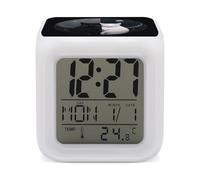 RLDOBOFE Hand Drawn Two Cats Digital Alarm Clock with 7 Color Changing Wake Up Night Light with LED Temperature Date Display Battery Operated Gifts Room Decor for Home Bedroom