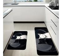 RLDOBOFE Hand Drawn Two Cats Kitchen Mats Set of 2 Cushioned Anti-Fatigue Non-Slip Kitchen Runner Rugs Comfort Foam Standing Mat Absorbent Floor Rug for Office Sink Home Laundry