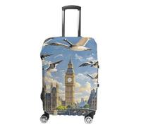 RLDOBOFE Hand-painted City Travel Luggage Cover Anti Scratch Suitcase Protector Washable Elastic Baggage Cover, white, L, Stylish