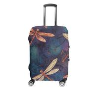 RLDOBOFE Hand Painted Dragonfly Baggage Cover for Travel, Washable Suitcase Covers for Home, Dustproof Luggage Protector Skins with Zippers, Protector Anti Scratch, Luggage Covers, white, XL, Luggage