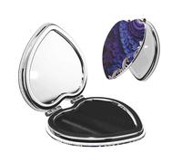 RLDOBOFE Handheld Compact Makeup Mirror for Pocket Purse, 1x/2x Magnifying Double-Sided Cosmetic Mirror, Mini Foldable Travel Mirror Pu Leather Purple Background Abstract Elements Vanity Mirrors Gift