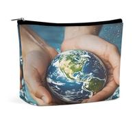 RLDOBOFE Hands Holding The Earth Makeup Bag Cosmetic Bags Toiletry Bag