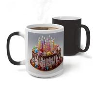 RLDOBOFE Happy Birthday Beautiful Ceramic Color Changing Mug Heat Transforming Activated Mug 11 Oz Heat Changing Sensitive Tea Cup Magic Novelty Coffee Cup Drinkware Home Kitchen Gift