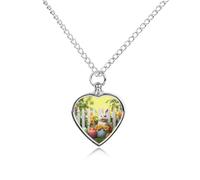 RLDOBOFE Happy Easter Cremation Jewelry for Ashes Heart Urn Necklaces Personalized Memorial Necklace Dog Cat Keepsake Pendant Custom Small Locket Ash Holder for Women Men