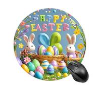 RLDOBOFE Happy Easter Mouse Pad, Rubber Base & Smooth Cloth Surface, Portable Round Mouse Pad, Rubber Mousepad for Office Home Gaming Laptop Men Women 7.8In