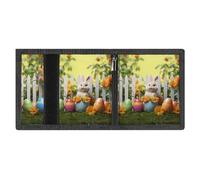 RLDOBOFE Happy Easter Trifold Wallet Minimalist Mens Wallet with Key Hook 8 Card Slots Modern Stylish Polyester Security Wallets Fashion Slim Credit Card Holder Id Window