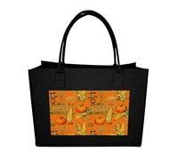 RLDOBOFE Harvest Time Felt Tote Bag Reusable Kitchen Grocery Bag Versatile Large Capacity Commuter Handbags, Black, One Size