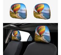 RLDOBOFE Hawaii Hot Air Balloon Car Headrest Cover 2 PCS, Funny Auto Front Seat Head Rest Protector, Universal Car Headrest Protector Elastic, Personalized Seat Cover Headrest Trim for Most Cars