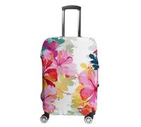 RLDOBOFE Hawaiian Flower Print Baggage Cover for Travel, Washable Suitcase Covers for Home, Dustproof Luggage Protector Skins with Zippers, Protector Anti Scratch, Luggage Covers, white, M, Luggage