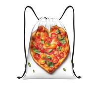 RLDOBOFE Heart Shaped Pizza Drawstring Backpack Sports Gym Sackpack Waterproof Swim Bag Men Women Draw String Bag, Black, M