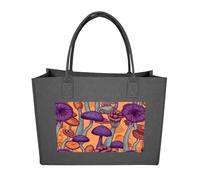RLDOBOFE Hippie Art Mushrooms Felt Tote Bag Reusable Kitchen Grocery Bag Versatile Large Capacity Commuter Handbags, Dark Gray, One Size