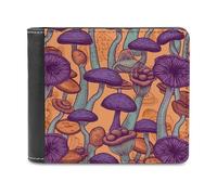 RLDOBOFE Hippie Art Mushrooms Wallet Passcase for Men, Extra Capacity Bifold Leather Wallets with ID Windows, Slim Stylish Wallet for Gift, Blocking Money Clip for Cards, Coin Pouch
