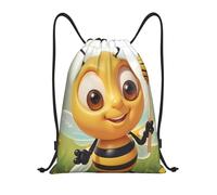 RLDOBOFE Honey bee Drawstring Backpack Sports Gym Sackpack Waterproof Swim Bag Men Women Draw String Bag, Black, S