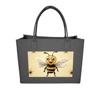RLDOBOFE Honey Bee Felt Tote Bag Reusable Foldable Grocery Bag Versatile Large Capacity Commuter Handbag, Dark Gray, One Size