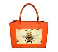 RLDOBOFE Honey Bee Felt Tote Bag Reusable Foldable Grocery Bag Versatile Large Capacity Commuter Handbag, Fruit Orange, One Size
