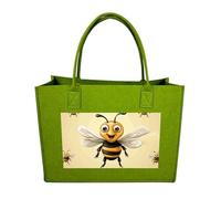 RLDOBOFE Honey Bee Felt Tote Bag Reusable Foldable Grocery Bag Versatile Large Capacity Commuter Handbag, Light Green, One Size