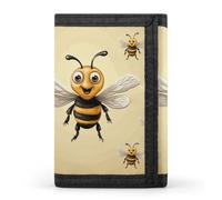 RLDOBOFE Honey Bee Trifold Wallet Minimalist Mens Wallet with Key Hook 8 Card Slots Modern Stylish Polyester Security Wallets Fashion Slim Credit Card Holder Id Window
