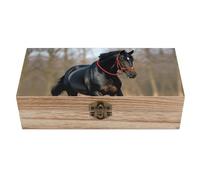 RLDOBOFE Horse on Lawn Wooden Keepsake Box with Lids Wood Storage Box with A Hinged Lid Decorative Boxes Table Large Rectangular Organizer Container for Jewelry Photos Craft
