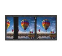 RLDOBOFE Hot Air Balloon Trifold Wallet Minimalist Mens Wallet with Key Hook 8 Card Slots Modern Stylish Polyester Security Wallets Fashion Slim Credit Card Holder Id Window