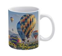 RLDOBOFE Hot Air Balloons (2) Ceramic Coffee Mug, 11.2 Oz Tea Cup with Handle, Coffee Cup for Latte Hot Tea Cappuccino Mocha Cocoa