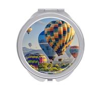 RLDOBOFE Hot Air Balloons (2) Mirror, Compact and Portable, Round Mirror,Folding Handheld, 2-Sided, Makeup Mirror for Handbag Purse Pocket 2.4 Inches