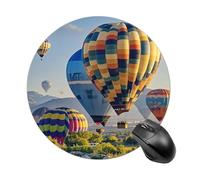 RLDOBOFE Hot Air Balloons (2) Mouse Pad, Rubber Base & Smooth Cloth Surface, Portable Round Mouse Pad, Rubber Mousepad for Office Home Gaming Laptop Men Women 7.8In