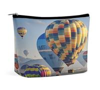 RLDOBOFE Hot Air Balloons Makeup Bag Cosmetic Bags Toiletry Bag | PU Leathe Travel Makeup Bag Large Capacity Make Up Bag with Zipper Portable Toiletry Pouch for Vacation Business Trip