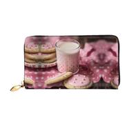 RLDOBOFE Hot Milk and Biscuits Leather Wallet for Women Long Coin Purse Ultra Slim Credit Cards Holder Bifold Clutch