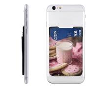 RLDOBOFE Hot Milk and Biscuits Phone Wallet, Stick On Card Holder for Back of Phone Case - Leather Cell Phone Card Wallet Sleeve Adhesive Phone Pocket - Compatible with Most Cell Phones