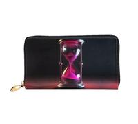 RLDOBOFE Hourglass Representing Time Leather Wallet for Women Long Coin Purse Ultra Slim Credit Cards Holder Bifold Clutch