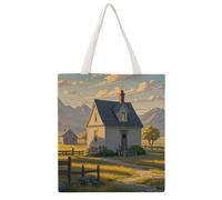 RLDOBOFE House on The Prairie Canvas Tote Bags, Reusable Grocery Bag with Handle, Shoulder Bag for Shopping Beach Storage Travel Gift